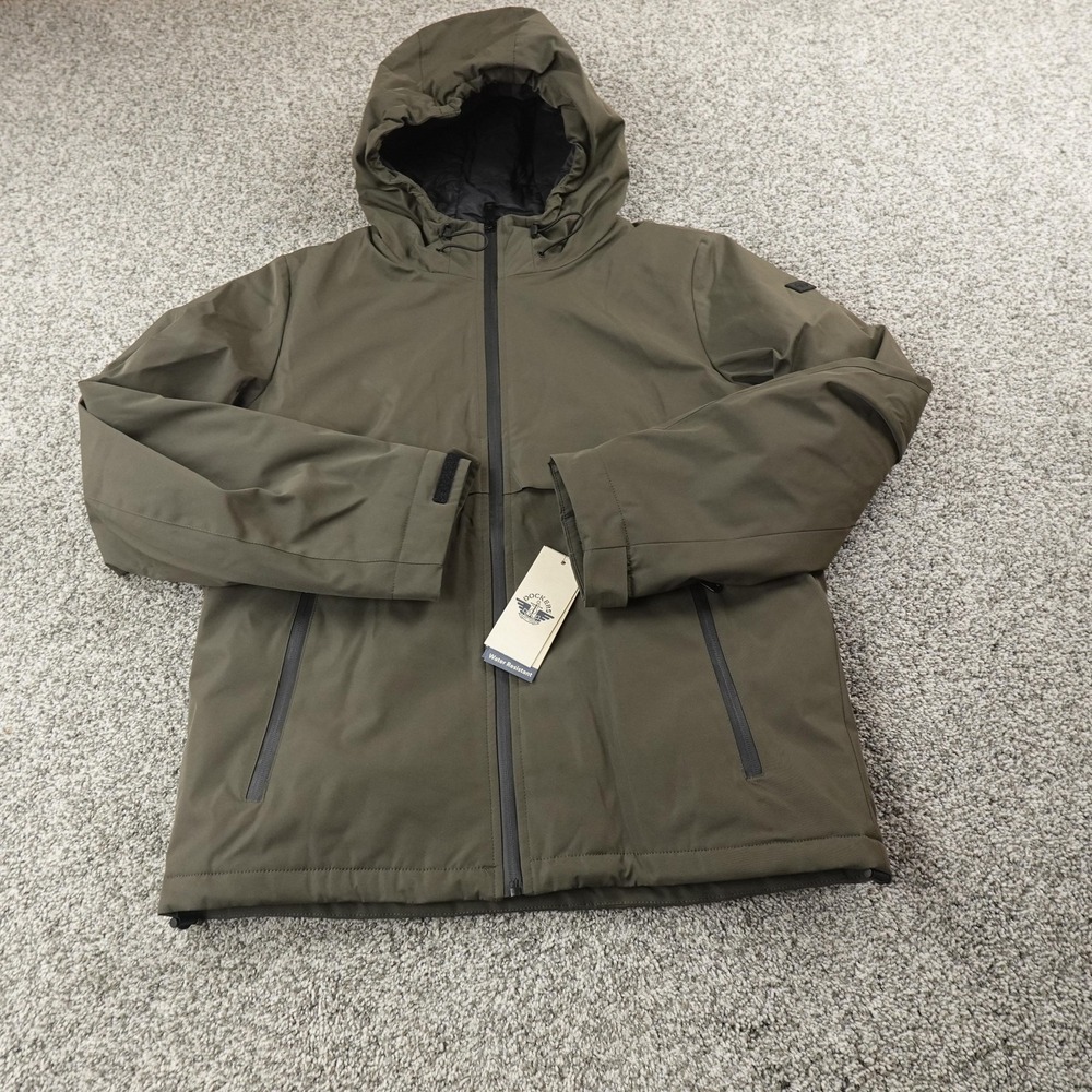 NEW Dockers Jacket Mens S Green Hooded Softshell Insulated Parka Coat Outdoor
